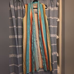 Silverado duster vest - multi color Large 100% cotton NWT $280